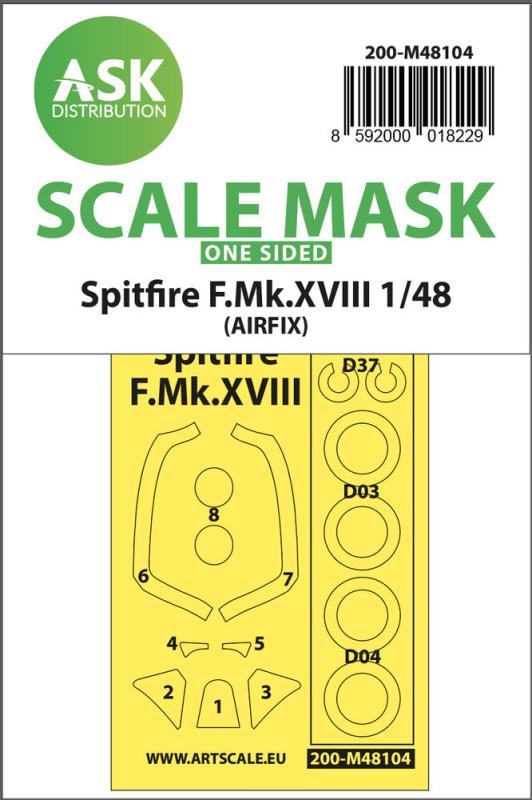 Spitfire F.Mk.XVIII - One-sided mask self-adhesive, pre-cutted [Airfix] von Art Scale Kit