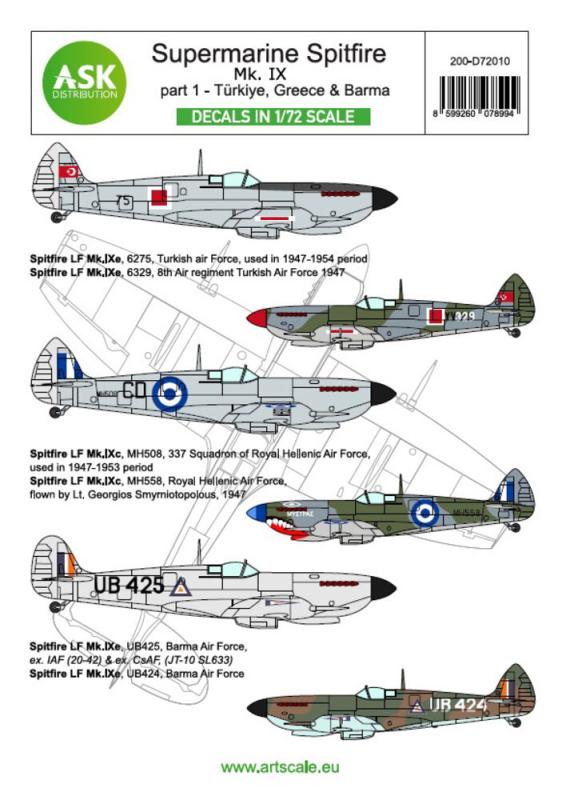Spitfire Mk.IXc and Mk.IXe part 1 - Greece, Türkiye, Burma Spitfire Mk.IXc and Mk.IXe part 1 - Greece, Türkiye, Burma von Art Scale Kit