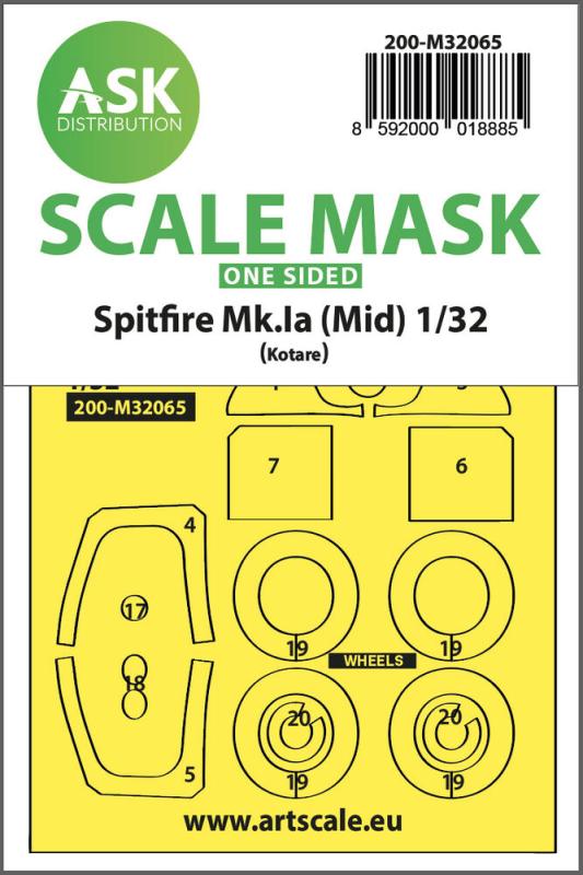 Spitfire Mk.Ia (mid) - One-sided express fit and self adhesive mask [Kotare] von Art Scale Kit