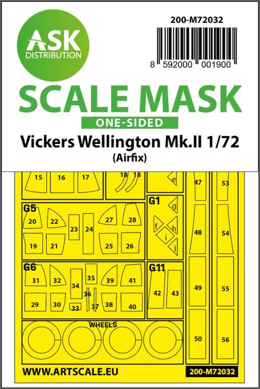 Vickers Wellington Mk.II - One-sided painting mask [Airfix] von Art Scale Kit