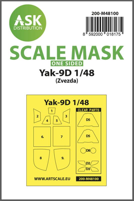 Yak-9D - One-sided express mask, self-adhesive, pre-cutted [Zvezda] von Art Scale Kit