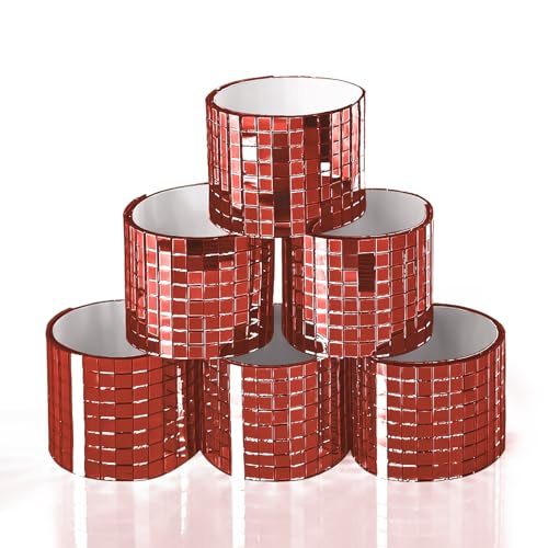 Art3dwallpanels Selbstklebende Mosaikfliesen Quadratische Glasspiegel Mosaikfliesen Spiegel für DIY Handwerk Dekoration (Rot|6 Stück) von Art3dwallpanels