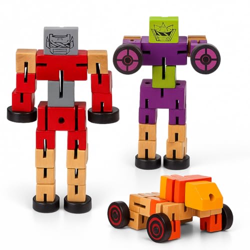 ArtCreativity Spielzeug-Roboter aus Holz, 3 Stück, entzückende Actionfiguren, Spielzeugautos in verschiedenen Farben für Jungen und Mädchen, entwickelt kognitive und motorische Fähigkeiten, lustiges ArtCreativity Spielzeug-Roboter aus Holz, 3 Stück, entzückende Actionfiguren, Spielzeugautos in verschiedenen Farben für Jungen und Mädchen, entwickelt kognitive und motorische Fähigkeiten, lustiges von ArtCreativity