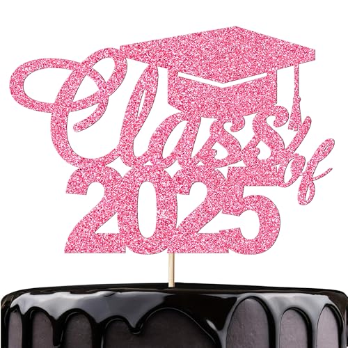 Artczlay Tortenaufsatz für Abschlussfeier, Klasse 2025, Tortenaufsatz, Abschlussfeier, Kuchendekoration (rosa) von Artczlay