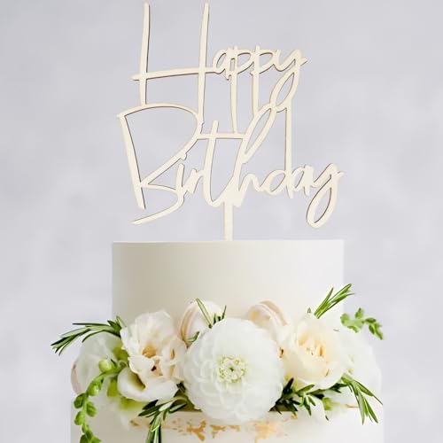 Artebeads Tortendeko Geburtstag Holz - Happy Birthday Cake Topper - Tortenstecker für Geburtstagstorte - Kuchendekoration zum Geburtstag für Kinder und Erwachsene von Artebeads