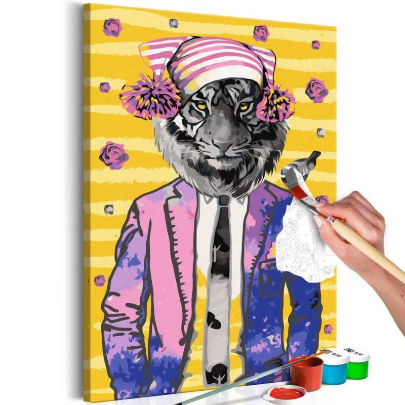 Malen nach Zahlen - Tiger in Hat von Artgeist