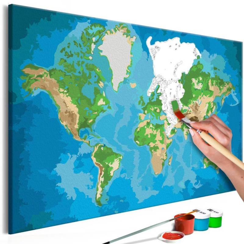 Malen nach Zahlen - Weltkarte (blau & grün) von Artgeist