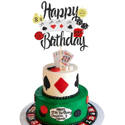 Arthsdite 1 x Casino-Kuchenaufsatz, Pokerspiel, Chips, Spieler, Happy Birthday, Kuchendekoration für Las Vegas Casino Night Themen-Geburtstagsparty-Zubehör Arthsdite 1 x Casino-Kuchenaufsatz, Pokerspiel, Chips, Spieler, Happy Birthday, Kuchendekoration für Las Vegas Casino Night Themen-Geburtstagsparty-Zubehör von Arthsdite