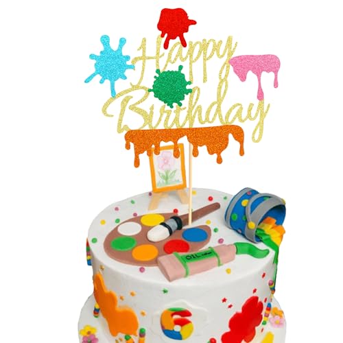 Arthsdite 1 x Mal-Kuchenaufsatz, Maler-Kunst-Thema, Schleim, Happy Birthday-Kuchendekoration für Jungs, Geburtstag, Geburtstag, Partyzubehör, Goldglitzer Arthsdite 1 x Mal-Kuchenaufsatz, Maler-Kunst-Thema, Schleim, Happy Birthday-Kuchendekoration für Jungs, Geburtstag, Geburtstag, Partyzubehör, Goldglitzer von Arthsdite