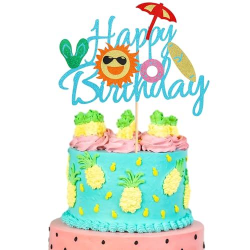Arthsdite 1 x Sommer-Strand-Kuchenaufsatz für Schwimmbad, Geburtstag, Kuchen, Hawaii, Strand, Sonne, Happy Birthday, Kuchendekoration, tropisches Surfen, Party-Dekorationen für Sommerurlaub, Motto Arthsdite 1 x Sommer-Strand-Kuchenaufsatz für Schwimmbad, Geburtstag, Kuchen, Hawaii, Strand, Sonne, Happy Birthday, Kuchendekoration, tropisches Surfen, Party-Dekorationen für Sommerurlaub, Motto von Arthsdite