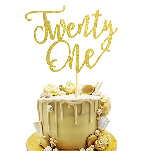Arthsdite 1 x Twenty One Kuchenaufsatz – 21. Geburtstag Kuchendekoration, 21. Geburtstagsparty-Dekoration, Hochzeitstag, Party-Dekoration, goldener Glitzer Arthsdite 1 x Twenty One Kuchenaufsatz – 21. Geburtstag Kuchendekoration, 21. Geburtstagsparty-Dekoration, Hochzeitstag, Party-Dekoration, goldener Glitzer von Arthsdite