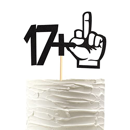 Arthsdite 17 + 1 Mittelfinger, schwarzer Glitzer-Kuchenaufsatz – Party-Dekoration zum 18. Geburtstag – lustiges Partyzubehör für 18. Geburtstag Arthsdite 17 + 1 Mittelfinger, schwarzer Glitzer-Kuchenaufsatz – Party-Dekoration zum 18. Geburtstag – lustiges Partyzubehör für 18. Geburtstag von Arthsdite