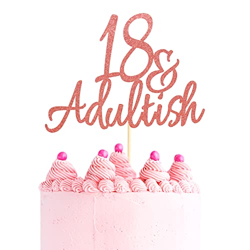 Arthsdite 18 & Erwachsene-ish Cake Topper, 18 und Erwachsene Kuchenplektren, Time to Adult/Eighteen Birthday Kuchen Dekor, Happy 18th Birthday Party Dekoration Supplies - Rose Gold Glitter Arthsdite 18 & Erwachsene-ish Cake Topper, 18 und Erwachsene Kuchenplektren, Time to Adult/Eighteen Birthday Kuchen Dekor, Happy 18th Birthday Party Dekoration Supplies - Rose Gold Glitter von Arthsdite
