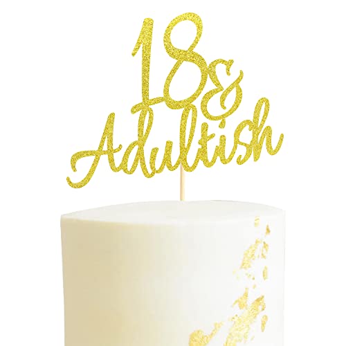 Arthsdite 18 & Erwachsene-ish Kuchendekoration, 18 und Erwachsenen-Kuchenplektren, Zeit für Erwachsene/achtzehn Geburtstagskuchendekoration, Happy 18th Birthday Party Dekoration – Gold Glitter Arthsdite 18 & Erwachsene-ish Kuchendekoration, 18 und Erwachsenen-Kuchenplektren, Zeit für Erwachsene/achtzehn Geburtstagskuchendekoration, Happy 18th Birthday Party Dekoration – Gold Glitter von Arthsdite