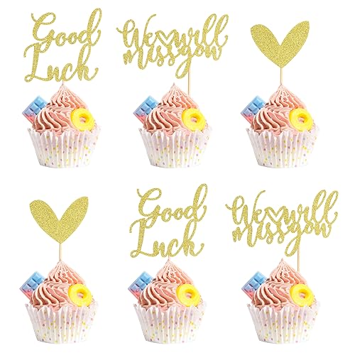 Arthsdite 24 Stück Cupcake-Topper mit Aufschrift "We Will Miss You", glitzernd, Rot, Liebe, Herzen, Glück, Cupcake-Picks, Ruhestand, Party, Kuchendekorationen – Goldglitzer Arthsdite 24 Stück Cupcake-Topper mit Aufschrift "We Will Miss You", glitzernd, Rot, Liebe, Herzen, Glück, Cupcake-Picks, Ruhestand, Party, Kuchendekorationen – Goldglitzer von Arthsdite