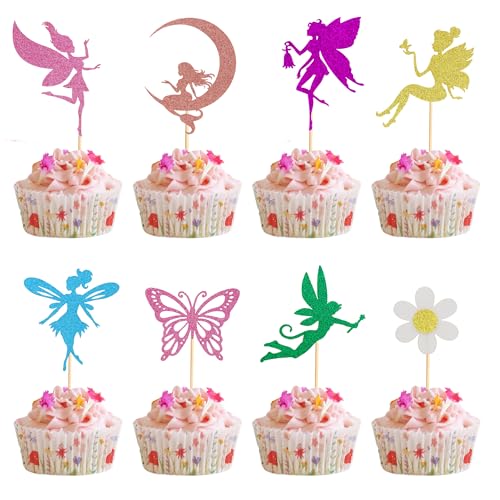 Arthsdite 24 Stück Feen-Cupcake-Aufsätze, Blume, Engel, Fee, Schmetterling, Blume, Cupcake-Picks für Hochzeit, Brautparty, Babyparty, Geburtstagsparty, Kuchendekorationen, Zubehör Arthsdite 24 Stück Feen-Cupcake-Aufsätze, Blume, Engel, Fee, Schmetterling, Blume, Cupcake-Picks für Hochzeit, Brautparty, Babyparty, Geburtstagsparty, Kuchendekorationen, Zubehör von Arthsdite