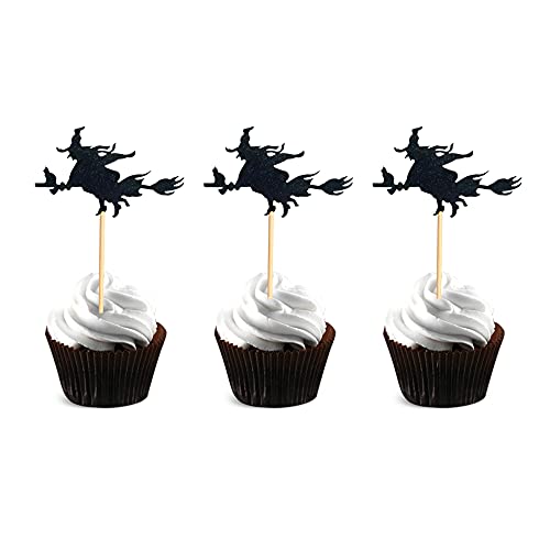 Arthsdite 24 Stück Hexen-Cupcake-Aufsätze, schwarz, glitzernd, Halloween-Party-Dekoration, Halloween-Cupcake-Picks, Geburtstagstorten-Dekoration. Arthsdite 24 Stück Hexen-Cupcake-Aufsätze, schwarz, glitzernd, Halloween-Party-Dekoration, Halloween-Cupcake-Picks, Geburtstagstorten-Dekoration. von Arthsdite