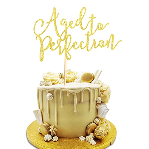 Arthsdite Aged to Perfection Cake Topper, Happy Birthday Engagement Retirement Party Dekorationen Supplies - Gold Glitter Arthsdite Aged to Perfection Cake Topper, Happy Birthday Engagement Retirement Party Dekorationen Supplies - Gold Glitter von Arthsdite