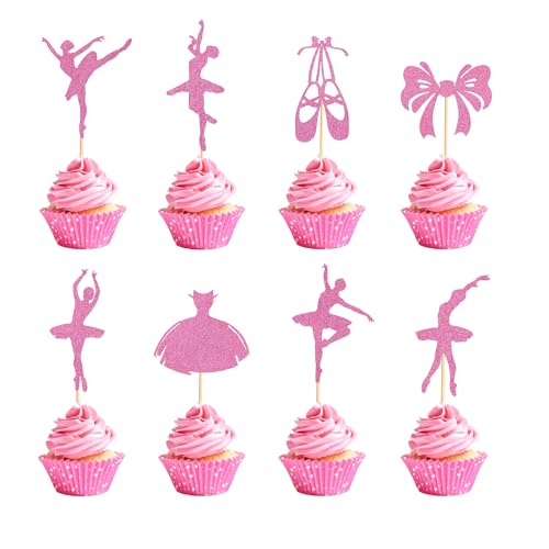 Arthsdite Ballerina-Tutu-Cupcake-Topper, Ballettmädchen, Cupcake-Topper, Ballettschuhe, Cupcake-Picks für Ballerina-Thema, Babyparty, Geburtstagsparty, Kuchendekoration, Zubehör, rosa Glitzer, 24 Arthsdite Ballerina-Tutu-Cupcake-Topper, Ballettmädchen, Cupcake-Topper, Ballettschuhe, Cupcake-Picks für Ballerina-Thema, Babyparty, Geburtstagsparty, Kuchendekoration, Zubehör, rosa Glitzer, 24 von Arthsdite