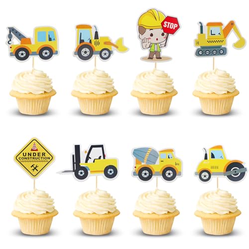 Arthsdite Cupcake-Aufsätze, Stoppschild, Muldenkipper, Bagger, Traktor, Party, Kuchen, Lebensmittel-Picker, Dekorationen für Bau, Thema, Babyparty, Kindergeburtstag, Partyzubehör, 24 Stück Arthsdite Cupcake-Aufsätze, Stoppschild, Muldenkipper, Bagger, Traktor, Party, Kuchen, Lebensmittel-Picker, Dekorationen für Bau, Thema, Babyparty, Kindergeburtstag, Partyzubehör, 24 Stück von Arthsdite