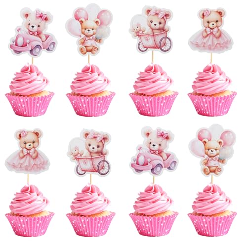 Arthsdite Cupcake-Aufsätze für Babypartys, Ballon, Baby-Bär, Babyparty, Kleid, Auto, Schaukelstuhl, Cupcake-Picks, Dekorationen, Geburtstagsparty-Zubehör für Jungen, Rosa, 24 Stück Arthsdite Cupcake-Aufsätze für Babypartys, Ballon, Baby-Bär, Babyparty, Kleid, Auto, Schaukelstuhl, Cupcake-Picks, Dekorationen, Geburtstagsparty-Zubehör für Jungen, Rosa, 24 Stück von Arthsdite