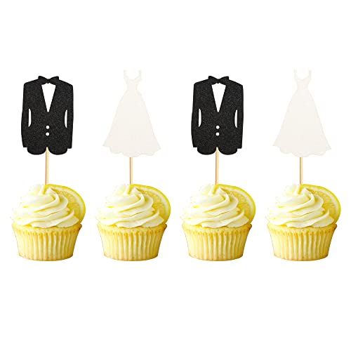 Arthsdite Cupcake-Aufsätze für Brautpaar und Brautpaar, Hochzeitskleid und Smoking, Cupcake-Picks, Brautparty, Hochzeit, Verlobung, Jahrestag, Party, Kuchendekoration, Zubehör, 24 Stück Arthsdite Cupcake-Aufsätze für Brautpaar und Brautpaar, Hochzeitskleid und Smoking, Cupcake-Picks, Brautparty, Hochzeit, Verlobung, Jahrestag, Party, Kuchendekoration, Zubehör, 24 Stück von Arthsdite