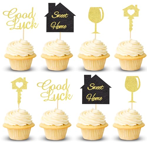 Arthsdite Cupcake-Aufsätze für Zuhause, Motiv: Sweet Home, Schlüssel, Einweihungsfeier, Glück, Prost zum neuen Zuhause, Cupcake-Picks, neues Zuhause, Themenparty, Kuchendekorationen, Zubehör, von Arthsdite