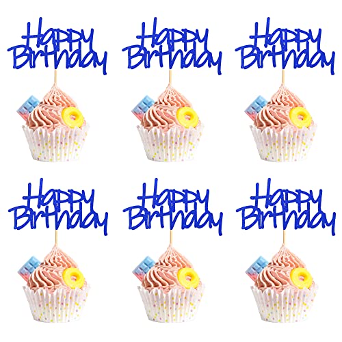 Arthsdite Cupcake-Topper "Happy Birthday", vormontiert, dunkelblau, glitzernd, für Kuchen, Lebensmittel, Obst, für Geburtstagsparty, Dekoration, Zubehör, 24 Stück Arthsdite Cupcake-Topper "Happy Birthday", vormontiert, dunkelblau, glitzernd, für Kuchen, Lebensmittel, Obst, für Geburtstagsparty, Dekoration, Zubehör, 24 Stück von Arthsdite