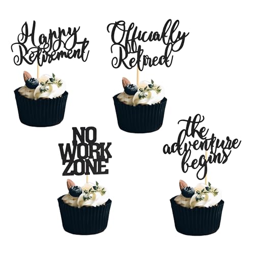 Arthsdite Cupcake-Topper "Happy Retirement", offizielles Retired No Work Zone, Abenteuer beginnt, Cupcake-Pick-Dekorationen, Ruhestand, Abschied, Geburtstag, Party, Kuchendekorationen, schwarzer Arthsdite Cupcake-Topper "Happy Retirement", offizielles Retired No Work Zone, Abenteuer beginnt, Cupcake-Pick-Dekorationen, Ruhestand, Abschied, Geburtstag, Party, Kuchendekorationen, schwarzer von Arthsdite