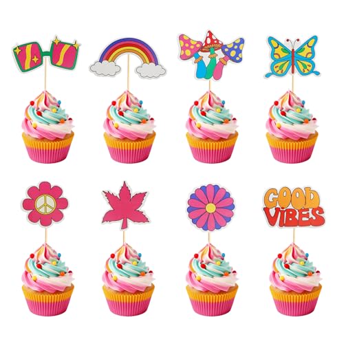 Arthsdite Cupcake-Topper in Regenbogenfarben, erdig, lebendig, Hippie-Party, Cupcake-Topper für groovige Geburtstage, Hochzeiten, vielseitige Anlässe, 24 Stück Arthsdite Cupcake-Topper in Regenbogenfarben, erdig, lebendig, Hippie-Party, Cupcake-Topper für groovige Geburtstage, Hochzeiten, vielseitige Anlässe, 24 Stück von Arthsdite