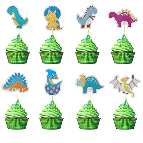 Arthsdite Dinosaurier-Cupcake-Aufsätze, brüllende Dinosaurier-Cupcake-Picks, Dino-Kuchendekorationen für Kinder, Jungen, Dinosaurier-Thema, Geburtstag, Babyparty, Party-Dekorationen, 24 Stück Arthsdite Dinosaurier-Cupcake-Aufsätze, brüllende Dinosaurier-Cupcake-Picks, Dino-Kuchendekorationen für Kinder, Jungen, Dinosaurier-Thema, Geburtstag, Babyparty, Party-Dekorationen, 24 Stück von Arthsdite
