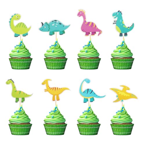 Arthsdite Dinosaurier-Cupcake-Aufsätze, brüllende Dinosaurier-Cupcake-Picks, Dino-Kuchendekorationen für Kinder, Jungen, Dinosaurier-Thema, Geburtstag, Babyparty, Party-Dekorationen, 48 Stück von Arthsdite