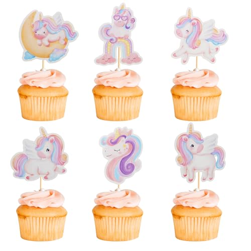 Arthsdite Einhorn-Cupcake-Topper, Regenbogen-Mond-Wolke, Geburtstagsparty-Zubehör, niedliche Einhorn-Cupcake-Picks für Mädchen, Baby-Geburtstagsparty-Dekorationen, 24 Stück Arthsdite Einhorn-Cupcake-Topper, Regenbogen-Mond-Wolke, Geburtstagsparty-Zubehör, niedliche Einhorn-Cupcake-Picks für Mädchen, Baby-Geburtstagsparty-Dekorationen, 24 Stück von Arthsdite