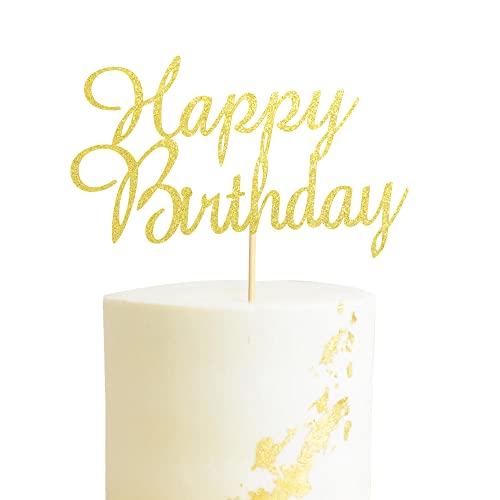 Arthsdite Happy Birthday Cake Topper, Happy Birthday Cake Picks, Birthday Party Decoration Supplies for Kids or Adults - Gold Glitter von Arthsdite