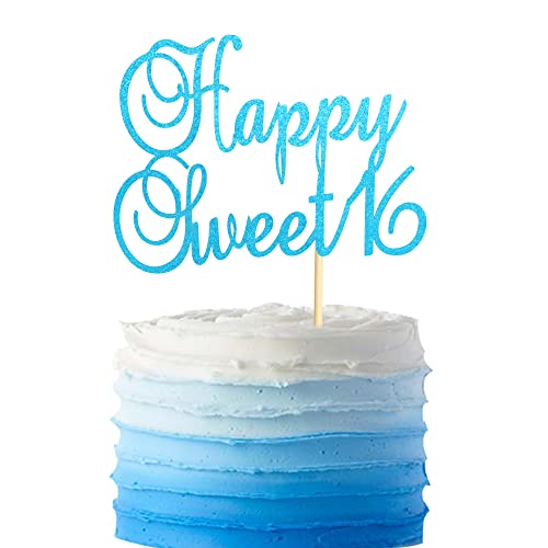 Arthsdite Happy Sweet 16 Kuchendekoration zum 16. Geburtstag, süße 16. Geburtstag, Dekoration zum 16. Geburtstag – Bule Glitter von Arthsdite