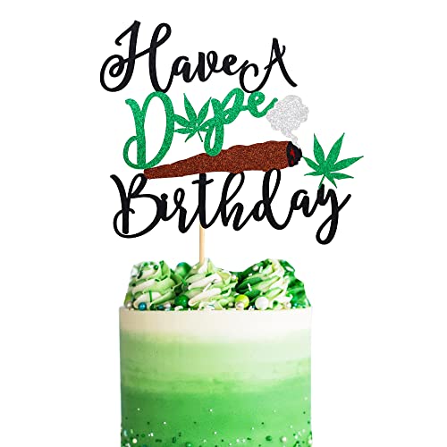 Arthsdite Have a Dope Geburtstagstortenaufsatz Topf Blatt Unkrautblätter Happy Birthday Kuchen Dekoration Marihuana Dope 420 Geburtstag Party Supplies für Mann Frauen - Schwarz Grün Glitzer Arthsdite Have a Dope Geburtstagstortenaufsatz Topf Blatt Unkrautblätter Happy Birthday Kuchen Dekoration Marihuana Dope 420 Geburtstag Party Supplies für Mann Frauen - Schwarz Grün Glitzer von Arthsdite