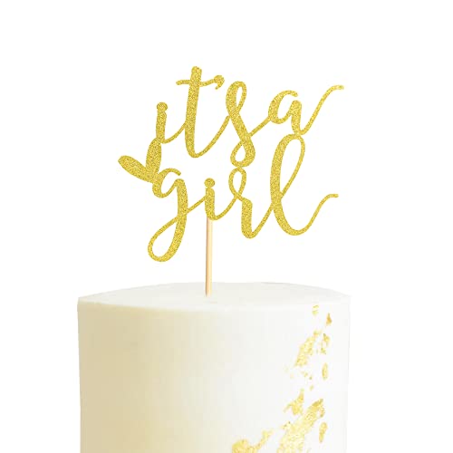 Arthsdite It's a Girl Kuchendekoration für Babyparty/Geschlechtsoffenbarung, Party-Dekorationen, Baby-Mädchen, 1. Geburtstag, Party-Dekoration, Zubehör – Gold Glitter Arthsdite It's a Girl Kuchendekoration für Babyparty/Geschlechtsoffenbarung, Party-Dekorationen, Baby-Mädchen, 1. Geburtstag, Party-Dekoration, Zubehör – Gold Glitter von Arthsdite