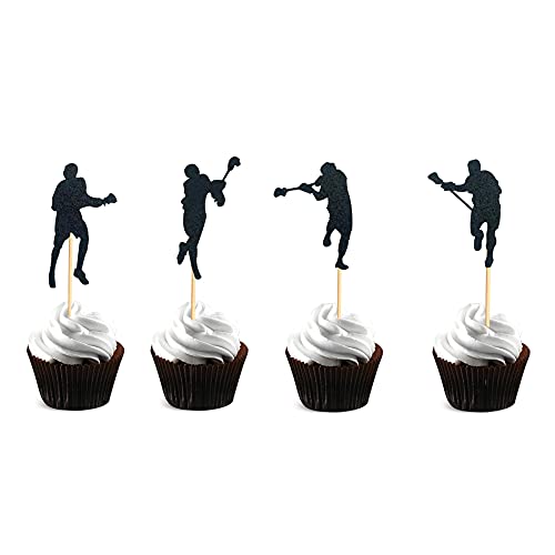 Arthsdite Lacrosse-Cupcake-Topper, schwarzer Glitzer, Lacrosse-Spieler, Cupcake-Picks für Jungen, Eis-Lacrosse-Sport, Thema, Geburtstagsparty-Dekoration, 48 Stück Arthsdite Lacrosse-Cupcake-Topper, schwarzer Glitzer, Lacrosse-Spieler, Cupcake-Picks für Jungen, Eis-Lacrosse-Sport, Thema, Geburtstagsparty-Dekoration, 48 Stück von Arthsdite