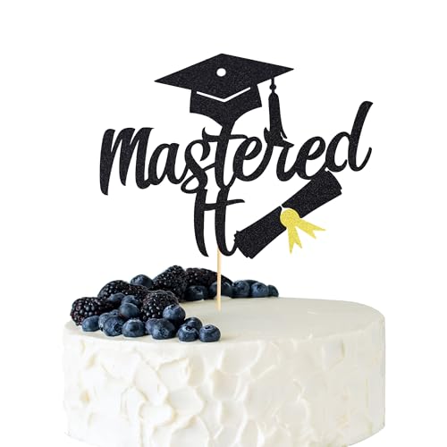 Arthsdite Mastered It Tortenaufsatz, Klasse 2025, College-Grad, 2025 Abschlussfeier, Glückwunsch, MBA, Abschlussfeier, Party-Dekorationen, Zubehör, Schwarz / Gold, Glitzer Arthsdite Mastered It Tortenaufsatz, Klasse 2025, College-Grad, 2025 Abschlussfeier, Glückwunsch, MBA, Abschlussfeier, Party-Dekorationen, Zubehör, Schwarz / Gold, Glitzer von Arthsdite