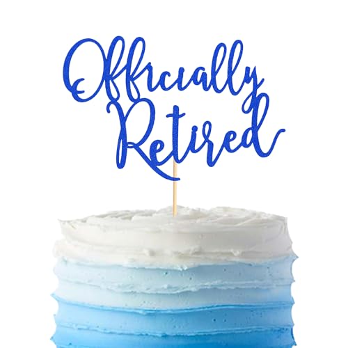 Arthsdite Offiziell Ruhestand Tortenaufsatz, Happy Retirement Kuchendekorationen, Plam Tree Strandkorb Ruhestand Party Dekoration Supplies für Frauen oder Männer – Dunkelblauer Glitzer von Arthsdite