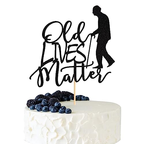 Arthsdite Old Lives Matter Cake Topper für Erwachsene - Lustige Geburtstagsgeschenke für Männer, Vater, Opa - Ruhestand Party Dekoration Supplies für alten Mann - Schwarzer Glitzer Arthsdite Old Lives Matter Cake Topper für Erwachsene - Lustige Geburtstagsgeschenke für Männer, Vater, Opa - Ruhestand Party Dekoration Supplies für alten Mann - Schwarzer Glitzer von Arthsdite