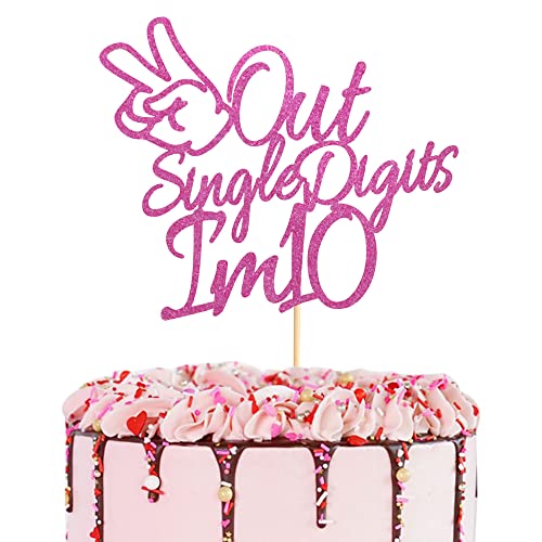 Arthsdite Out Single Digits I'm 10 Cake Topper Double Digits 10 Cake Decoration Happy 10th Bithday Dekorationen für Jungen Mädchen 10. Geburtstag Dekorationen - Rosa Glitzer Arthsdite Out Single Digits I'm 10 Cake Topper Double Digits 10 Cake Decoration Happy 10th Bithday Dekorationen für Jungen Mädchen 10. Geburtstag Dekorationen - Rosa Glitzer von Arthsdite