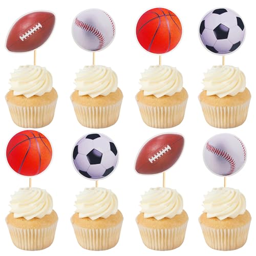 Arthsdite Sport-Cupcake-Topper, Baseball-Cupcake-Picks, Fußball, Fußball, Zahnstocher, Rugby, Basketball, Kuchendekorationen für Sportbälle, Motto Jungen und Herren, Geburtstagsparty-Zubehör, 24 Stück Arthsdite Sport-Cupcake-Topper, Baseball-Cupcake-Picks, Fußball, Fußball, Zahnstocher, Rugby, Basketball, Kuchendekorationen für Sportbälle, Motto Jungen und Herren, Geburtstagsparty-Zubehör, 24 Stück von Arthsdite