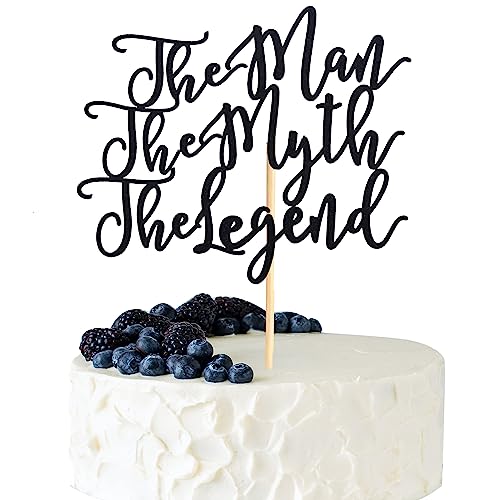 Arthsdite The Man The Myth The Legend Kuchendekoration Vater Geburtstag Thema Happy Father's Day Party Decor Supplies - Schwarz Glitzer von Arthsdite