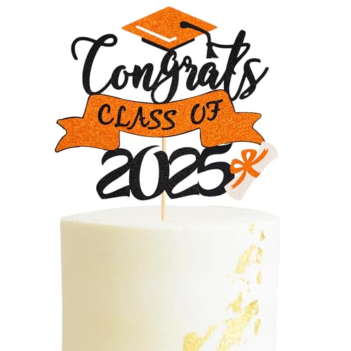 Arthsdite Tortenaufsatz Congrats Class of 2025, Congrats Grade Cap, Diplom, Thema für High School, Happy Graduation Party, College, Graduate, Dekoration, orangefarbener Glitzer Arthsdite Tortenaufsatz Congrats Class of 2025, Congrats Grade Cap, Diplom, Thema für High School, Happy Graduation Party, College, Graduate, Dekoration, orangefarbener Glitzer von Arthsdite