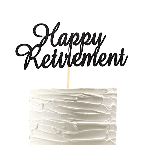 Arthsdite Tortenaufsatz "Happy Retirement" im Ruhestand zum Ruhestand Geburtstagsparty Kuchendekorationen Zubehör – schwarzer Glitzer von Arthsdite