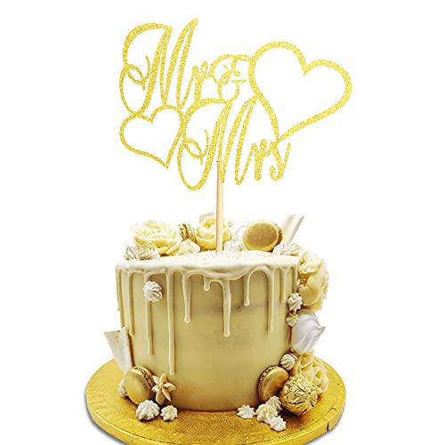 Arthsdite Tortenaufsatz "Mr and Mrs", Braut- und Bräutigam-Schild, Hochzeit, Verlobung, Jahrestag, Kuchendekoration, goldfarben glitzernd Arthsdite Tortenaufsatz "Mr and Mrs", Braut- und Bräutigam-Schild, Hochzeit, Verlobung, Jahrestag, Kuchendekoration, goldfarben glitzernd von Arthsdite
