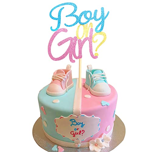 Arthsdite Tortenaufsatz für Jungen oder Mädchen, blau und rosa, glitzernd, für Babyparty, Party-Dekoration, Zubehör Arthsdite Tortenaufsatz für Jungen oder Mädchen, blau und rosa, glitzernd, für Babyparty, Party-Dekoration, Zubehör von Arthsdite