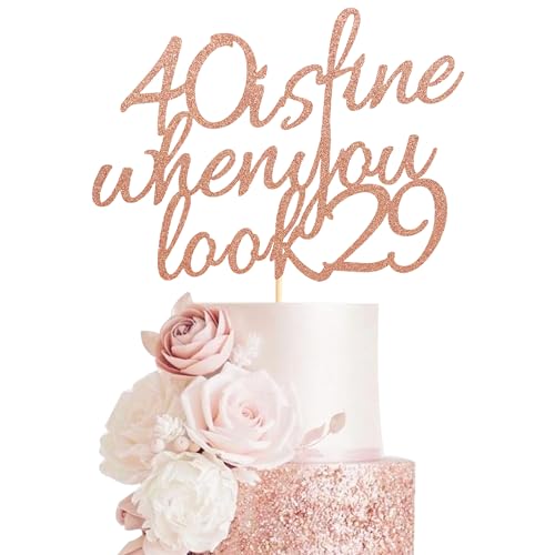 Arthsdite Tortenaufsatz mit Aufschrift "40 Is Fine When You Look 29" – Happy Birthday – 40. Geburtstag für Frauen, Chef, Ehefrau, Kollegen, Schwestern, beste Freunde, Kuchendekoration – Arthsdite Tortenaufsatz mit Aufschrift "40 Is Fine When You Look 29" – Happy Birthday – 40. Geburtstag für Frauen, Chef, Ehefrau, Kollegen, Schwestern, beste Freunde, Kuchendekoration – von Arthsdite
