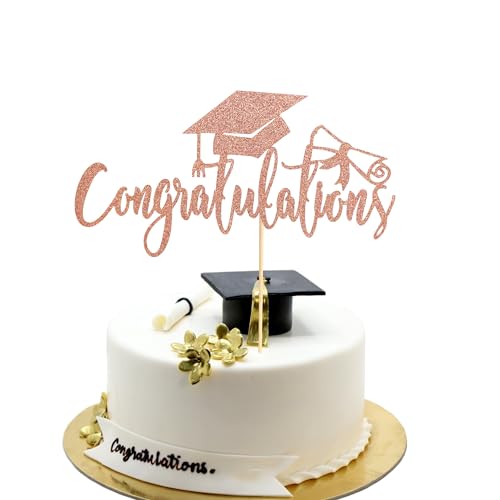 Arthsdite Tortenaufsatz mit Aufschrift "Congratulations 5,135.3 cm zum Schulabschluss, 2025, Abschlussfeier, Roségold-Glitzer, 1 Stück Arthsdite Tortenaufsatz mit Aufschrift "Congratulations 5,135.3 cm zum Schulabschluss, 2025, Abschlussfeier, Roségold-Glitzer, 1 Stück von Arthsdite